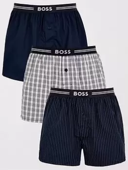 BOSS Bodywear 3 Pack Woven Boxer, Light Beige, Size S, Men