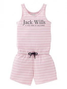 Jack Wills Girls Stripe Jersey Playsuit - Pink