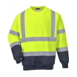 Mens Hi-Vis Two Tone Sweatshirt (xxl) (Yellow/Navy) - Yellow/Navy - Portwest