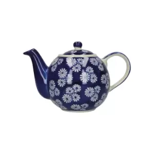 Blue Small Daisies Four Cup - 900ml Globe Teapot, Boxed
