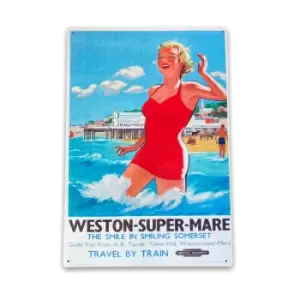 British Railways Retro Advertising Weston-Super-Mare Somerset Vintage Metal Sign