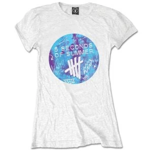 5 Seconds of Summer - Tie-Dye Scribble Logo Womens Large T-Shirt - White