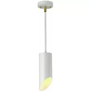 1 Bulb Ceiling Pendant Light Fitting White Aged Brass Finish LED E27 8W Bulb
