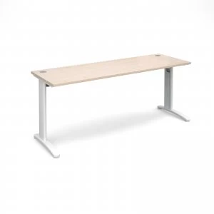 TR10 Straight Desk 1800mm x 600mm - White Frame maple Top