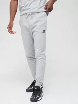 adidas Sportswear Essentials Fleece Regular Tapered Joggers - Grey/Black, Grey/Black, Size L, Men