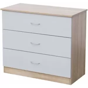 Hmd Furniture - 3 Drawer Storage Unit Organizer Cabinet,Drawer Chest,High Gloss Grey Drawer Front+Oak Color - Grey