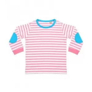 Larkwood Baby Boys Striped Long Sleeve T-Shirt (18-24 Months) (Pale Pink/White)
