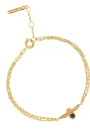 Ladies Olivia Burton Gold Plated Black Onyx Bejewelled Bee Chain Bracelet OBJ16AMB25