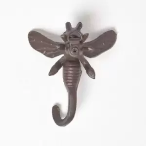 HOMESCAPES Vintage Style Bumble Bee Cast Iron Coat Hook Hanger - Brown - Brown - Brown