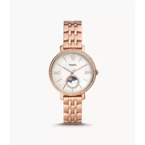 Fossil Womens Jacqueline Sun Moon Multifunction Rose Gold-Tone Stainless Steel Watch - Rose Gold