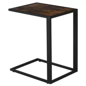 Homcom C Shape Side End Table With Steel Frame Wide Base Foot Pads Brown