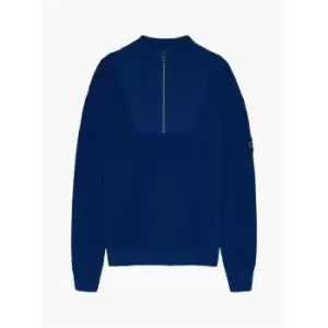 Calvin Klein Jeans Half Zip Badge Sweater - Blue