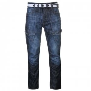 No Fear Belted Cargo Jeans Mens - Dark Wash