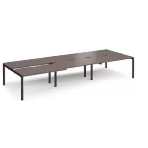 Bench Desk 6 Person Rectangular Desks 4200mm With Sliding Tops Walnut Tops With Black Frames 1600mm Depth Adapt