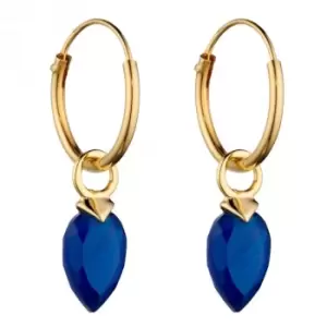 September Yellow Gold Plated Birthstone Chalcedony Stone Hoop Charm Earring Y2669