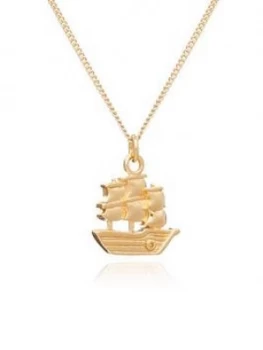 By River By River Gold Plated Sterling Silver Friend-Ship Sailing Ship Charm Pendant Necklace