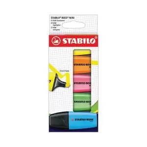 Stabilo Boss Mini Highlighter Pens Card Wallet Assorted Pack of 5