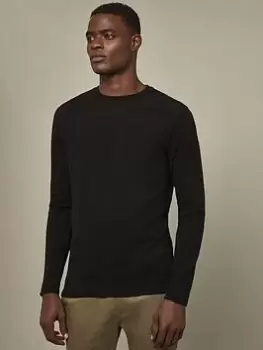 Burton Menswear London Burton Slim Fit Long Sleeve Waffle T-Shirt, Black, Size S, Men