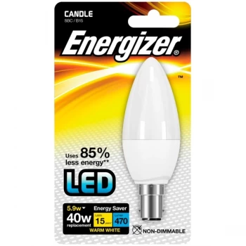 Energizer B15 Warm White Blister Pack Candle 5.9w 470lm