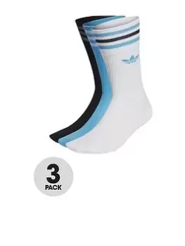 adidas Originals Solid Crew Socks - , White/Blue/Black, Size 5.5-8, Men