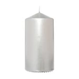Prices Large Metallic Pillar Candle - Silver