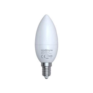 Link2Home WiFi LED SES (E14) Opal Candle Dimmable Bulb, White + RGB 400 lm 5W