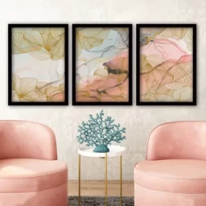 3SC10 Multicolor Decorative Framed Painting (3 Pieces)