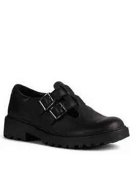 Geox Casey Girls Buckle School Shoe, Black, Size 2.5 Older