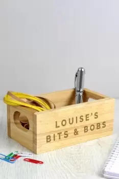 Personalised Bits and Bobs Mini Wooden Crate - Natural