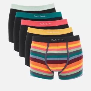 Paul Smith Mens 5-Pack Trunk Boxer Shorts - Black/Stripe - XL