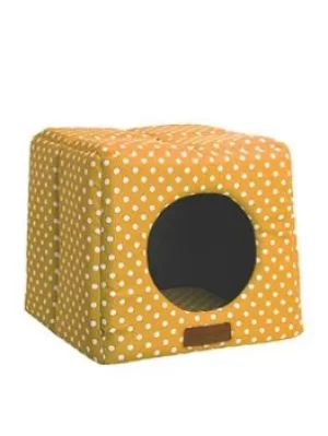 Happy Pet Little Rascals Cosy Cube Mustard Spot Pet Bed 41X41X37Cm