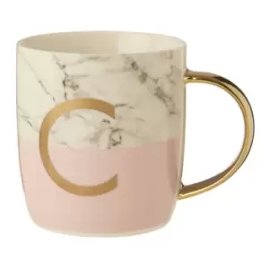 Bone China Marble/Pink C Alphabet Mug
