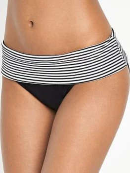 Panache Anya Stripe Fold Bikini Briefs - Black/White, Size 10, Women