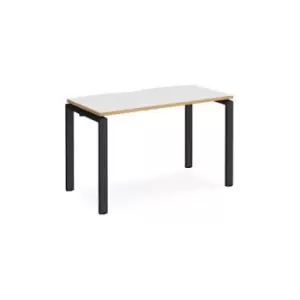 Bench Desk Single Person Starter Rectangular Desk 1200mm White/Oak Tops With Black Frames 600mm Depth Adapt