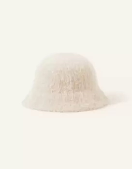 Accessorize Womens Fluffy Bucket Hat Natural, Size: One Size