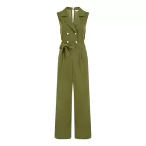 Mela London Khaki Military Button Jumpsuit - Green