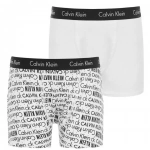 Calvin Klein 2 Pack AOP Trunks - White/White 101
