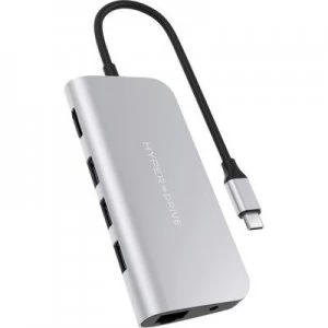 HyperDrive HD30F-SILVER USB-C (USB 3.1) multiport hub Ultra HD compatibility, + USB C connector, + built-in SD card reader, Aluminium casing Silver