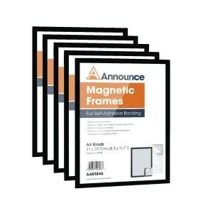 Announce Magnetic Frame A4 Black Pack of 5 AA01847