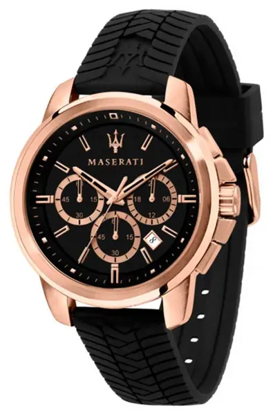 Maserati R8871621012 Successo Black Silicone Strap Black Watch