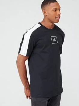 Adidas 3-Stripe Tape T-Shirt - Black, Size L, Men