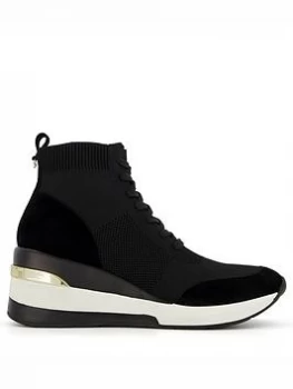 Dune Black 'Enlicia' High Wedge Heel Casual Trainers - 3