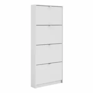 Shoes Hallway Storage Cabinet With 4 Tilting Doors And 1 Layer White