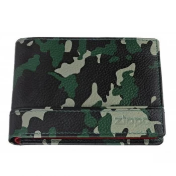Zippo Green Camouflage Leather Tri-Fold Wallet (11.2 x 8.2 x 2cm)