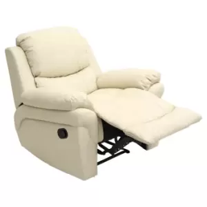 Madison Real Leather Recliner Armchair - Cream