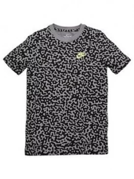Boys, Nike Childrens Mezzo T-Shirt - Grey Black, Grey/Black, Size L, 12-13 Years