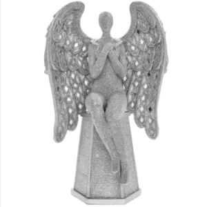 Silver Art Angel Sitting 12" Ornament By Lesser & Pavey