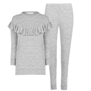Linea Frill Loungewear Co Ord Set - Grey