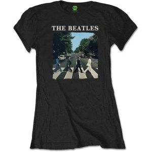 The Beatles - Abbey Road & Logo Womens Medium T-Shirt - Black