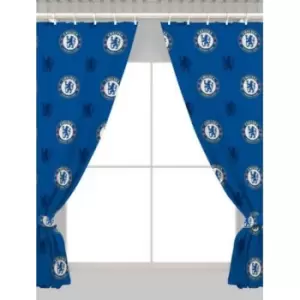 Chelsea FC Repeat Crest Curtains (66 x 72in) (Blue/White)